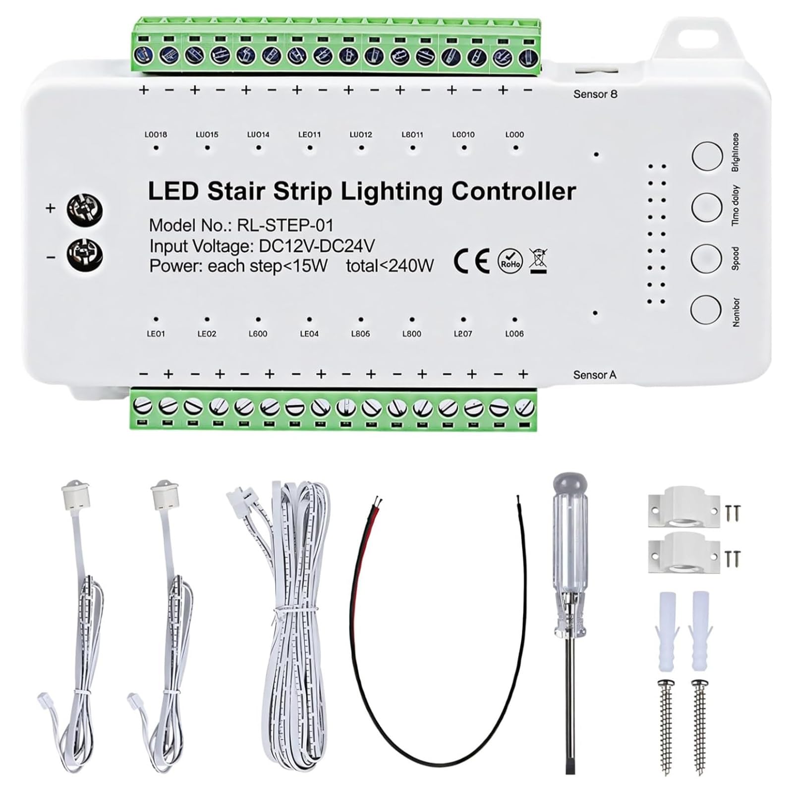 PIR Motion Sensors LED Stair Light Controller with 9 Speed Option and 4 Brightness Levels for Home and Commercial Use Automatic Staircase Lighting Controller