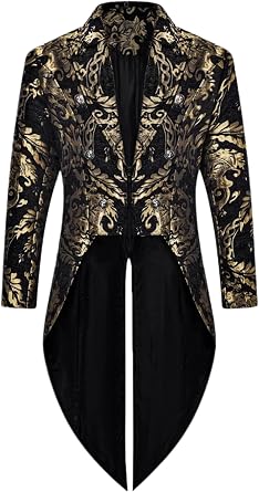 Mens Vintage Tailcoat Jacket Medieval Steampunk Frock Coat Gothic Victorian Tuxedo Jacket Halloween Costume