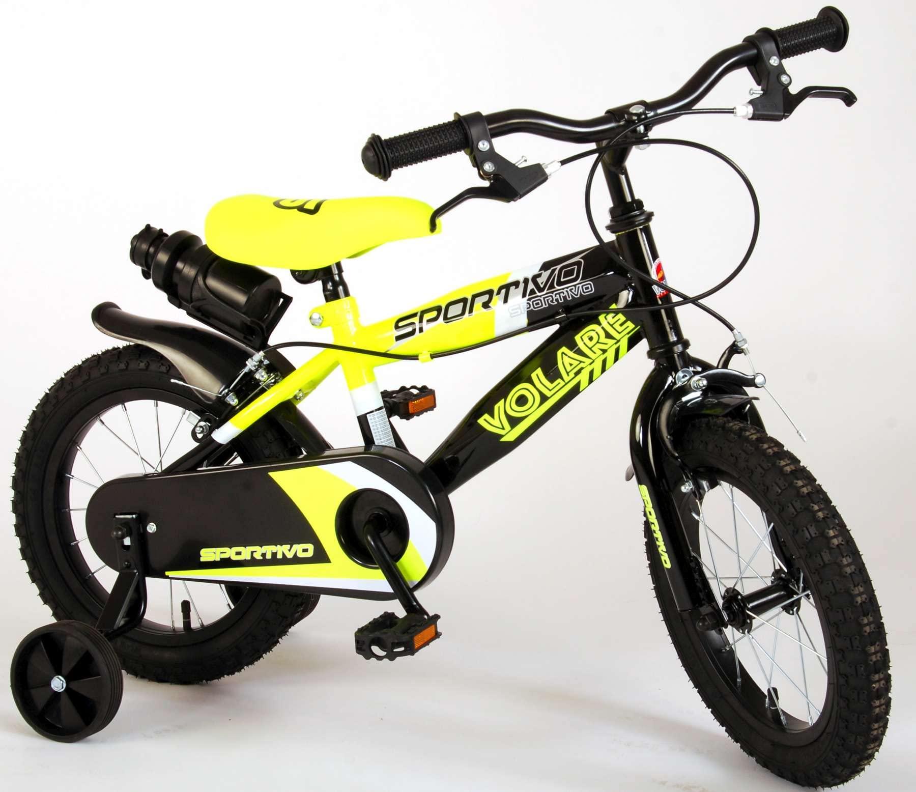 volare Bicicletta da Bambino da 14 Pollici Modello Sportivo con Movimento cenrale e sterzo a Sfera, Giallo e Nero