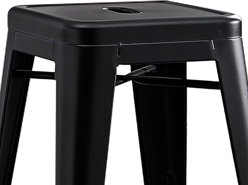Miniatura 6 de AC Pacific Juego de 2 taburetes de bar de metal sin respaldo de 24 pulgadas, estilo rústico campestre, construcción ligera y resistente, fácil