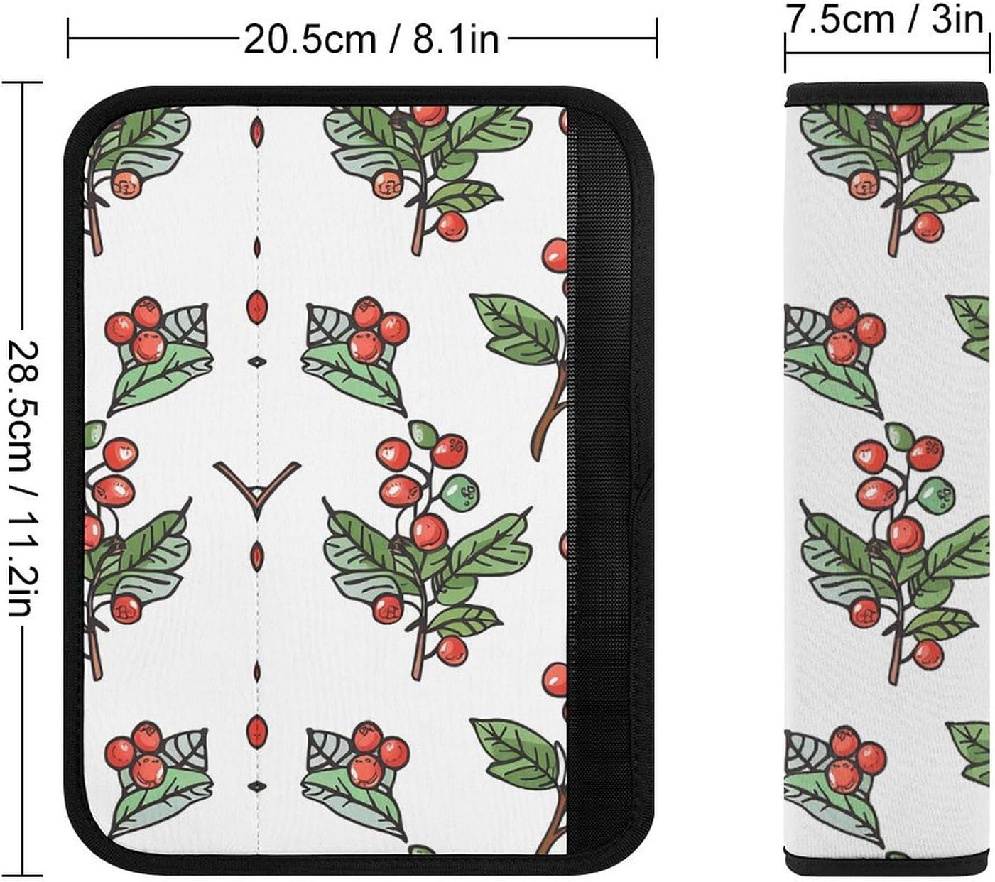 2 PCS Super Soft Car Seat Belt Pad, Cute Berry Cartoon Style Printed Waterproof Sweat-Absorbing Seat Belt Covers Backpack Shoulder Pad for All Car Seats Baby Strollers