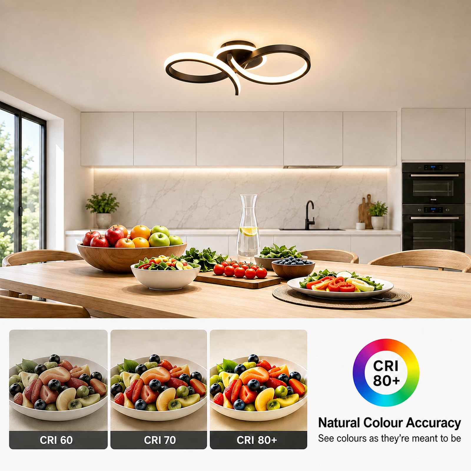 Plafonnier LED Moderne 3000K Noir Luminaire Plafond 4812897