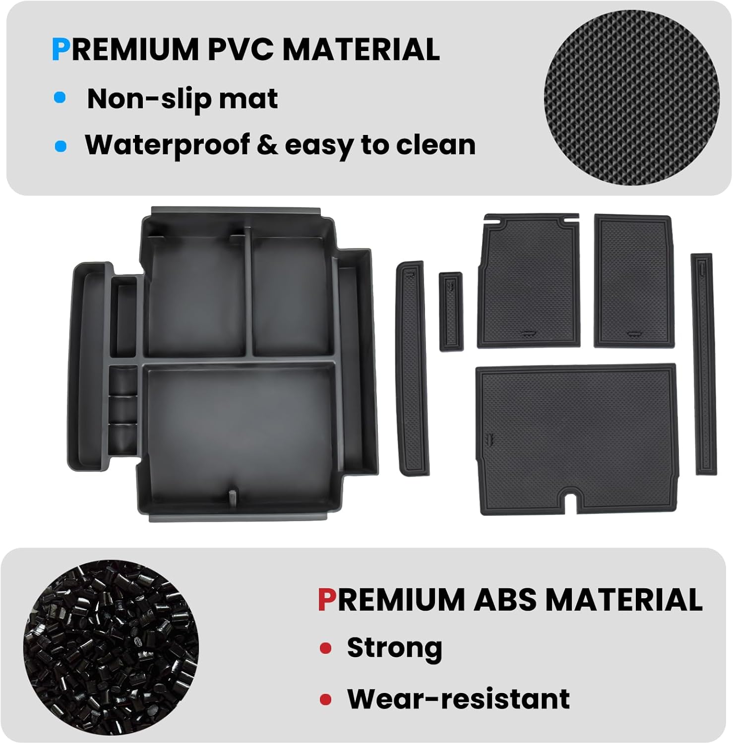 Center Console Organizer Tray Compatible with 2021 2022 2023 2024 2025 2026 GMC YuKon Denali, Chevy Suburban/Tahoe Armrest Storage Box Interior Accessories (Fit for Power-Sliding Console ONLY)