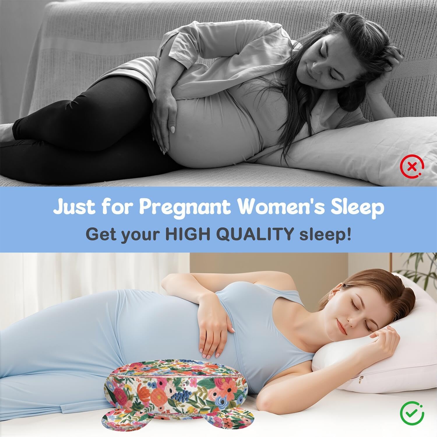 Pregnancy Pillow for Sleeping,Maternity Pillow with Cooling,Maternity Support for Back and Hip Relief,Soft and Comfortable Wedge Pregnancy Pillows Side Sleeping Support for Belly with Removable Cover