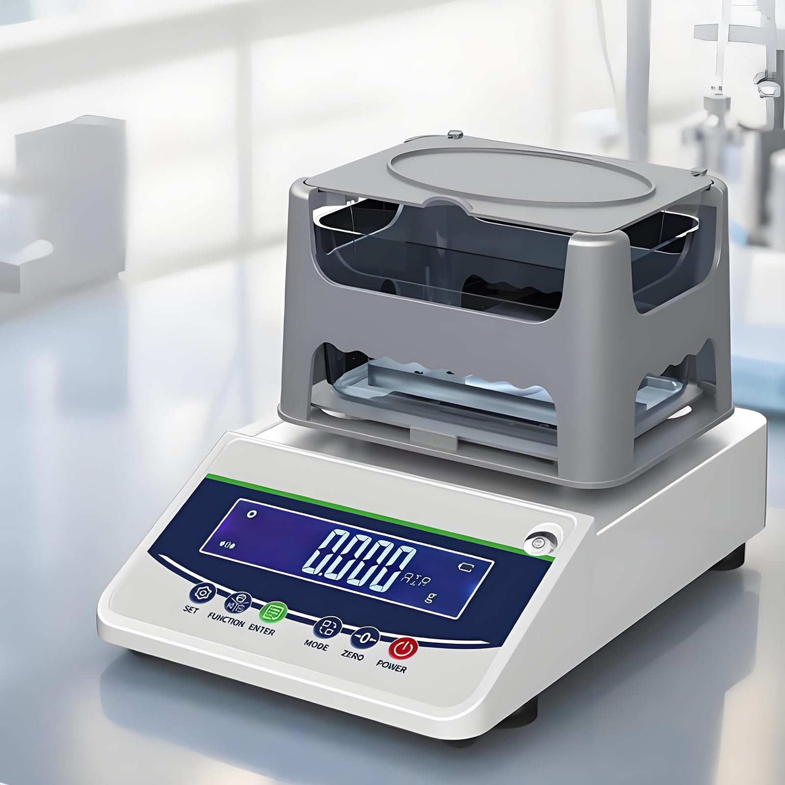 Medidor de densidad electrónico, densímetro digital con pesos de calibración, rango de pesaje de 5 a 600 g, precisión de 0,001 G, datos imprimibles, batería integrada para laboratorio y uso industrial