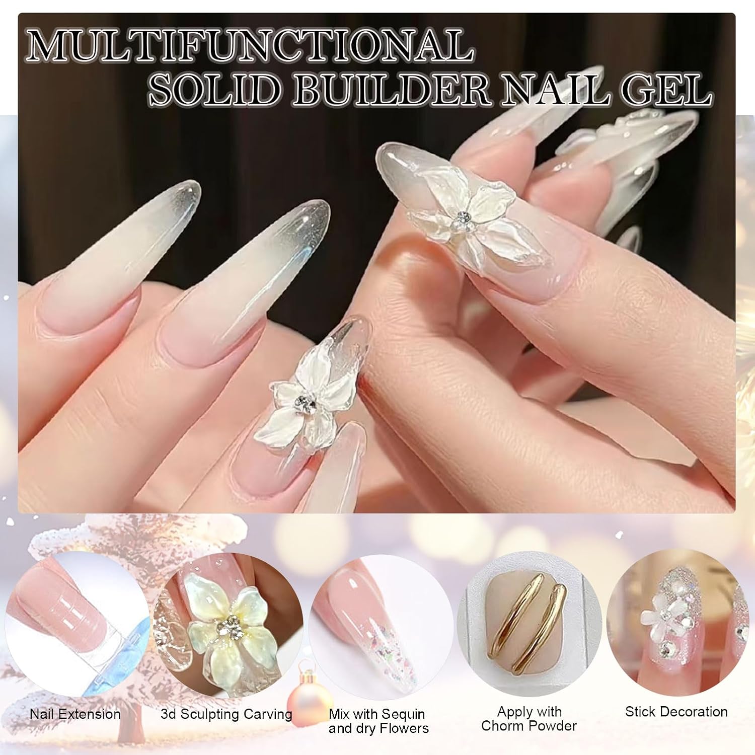NAILGIL 3D Gel for Nail Art Hema Free, 4 Colors Solid Builder Sculpting Gel