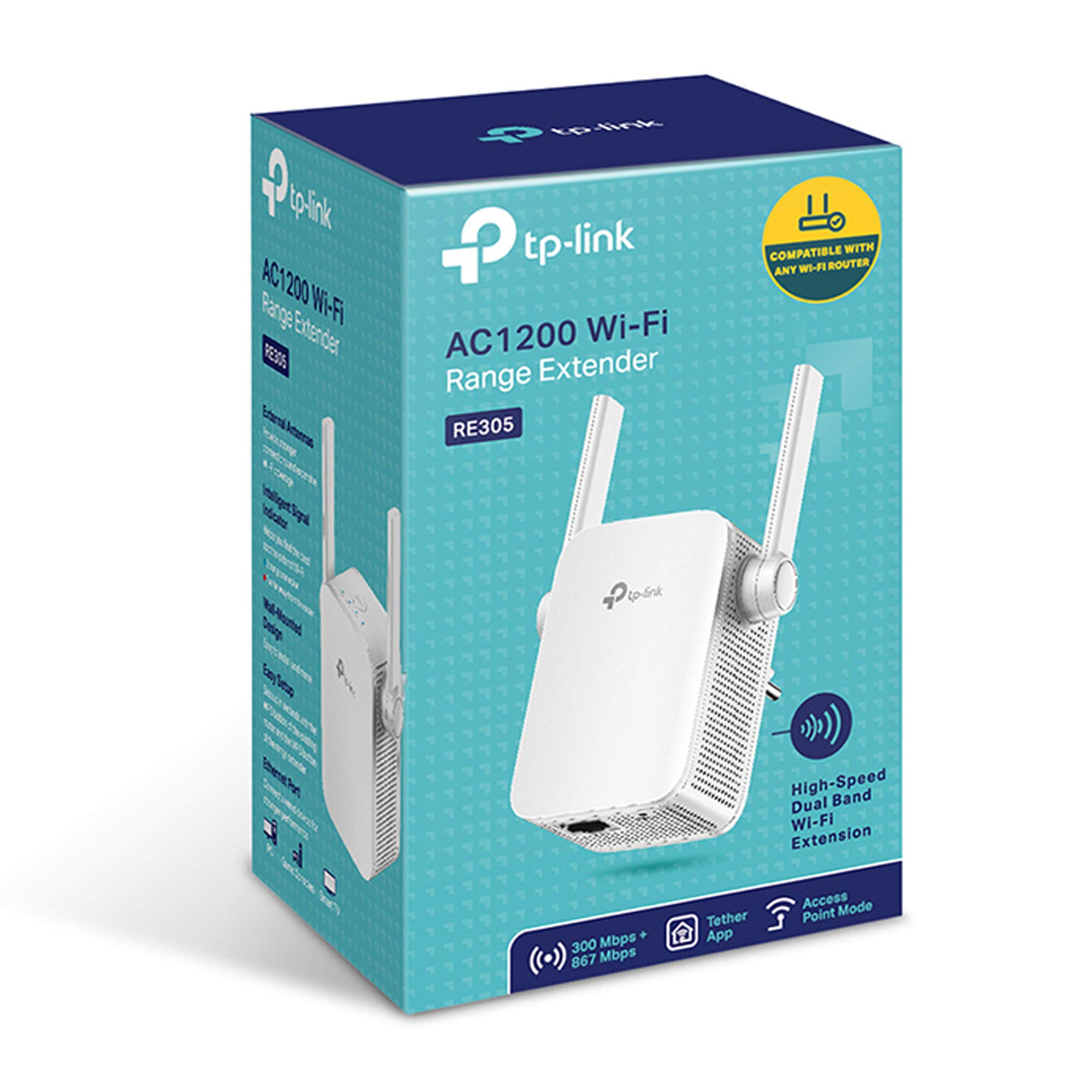 TP-Link RE305 Repetidor WiFi AC1200 Doble Banda 5 GHz 2.4 GHz Amplificador Extensor Modo AP WPS Puerto Ethernet Blanco