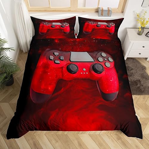 Erosebridal - Juego de ropa de cama gamer para niños, tamaño matrimonial, decoración de habitación de juegos, funda de edredón hexagonal de panal,