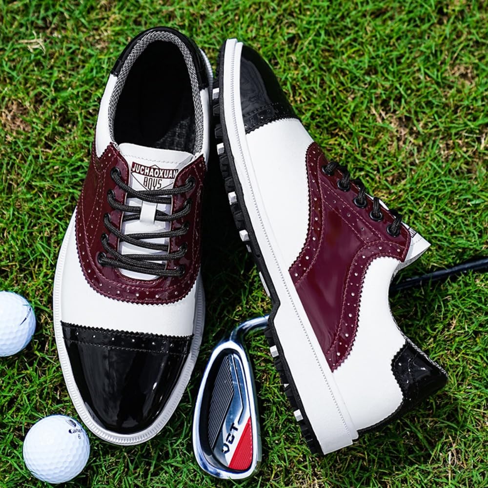 Scarpe da Golf, Scarpe da Uomo Stile Blocco, Antiscivolo e Resistente all'Usura