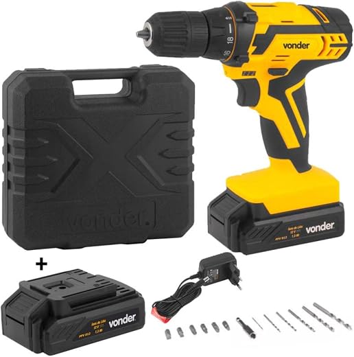 Furadeira Parafusadeira 12V BIVOLT PFV 012 c/ 2 Baterias e...