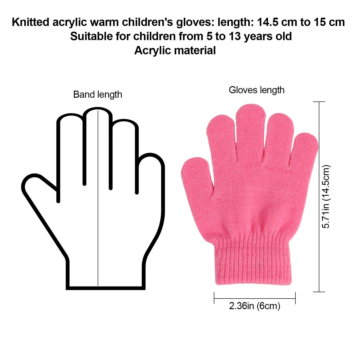 QKURT 6 Pares Guantes de Invierno para Niños,Invierno Guantes Guantes Calientes Guantes de dedos completos para Niños Niñas