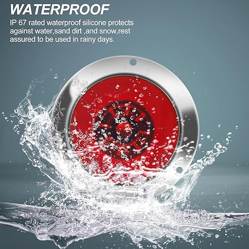 Miniatura 5 de Biqing 2 luces traseras redondas de 4 pulgadas, luces traseras LED rojas de 24 V, luces traseras de freno para remolque, 24 LED, montaje de brida