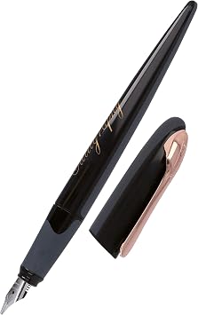 Online Calligraphy fountain pen, calligraphy pen, air black/rose gold, calligraphy nib in line width 1.4 mm, for standard ink cartridges or converter, including combination cartridge blue