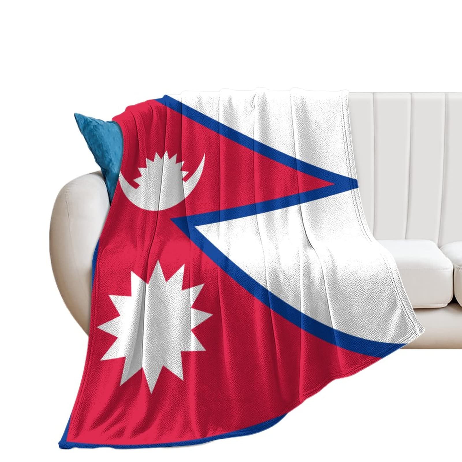 Couverture drapeau du Népal en flanelle de 127x152 cm pour canapé