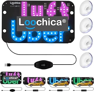Loohica LED Light Sign for Car, Taxi Sign for Car Windshield, LED Vehicle Signboard Decal with Suction Cups, USB Plug for Vehicle, Trucks, SUVs, Vans - Switch Scrolling Display Board