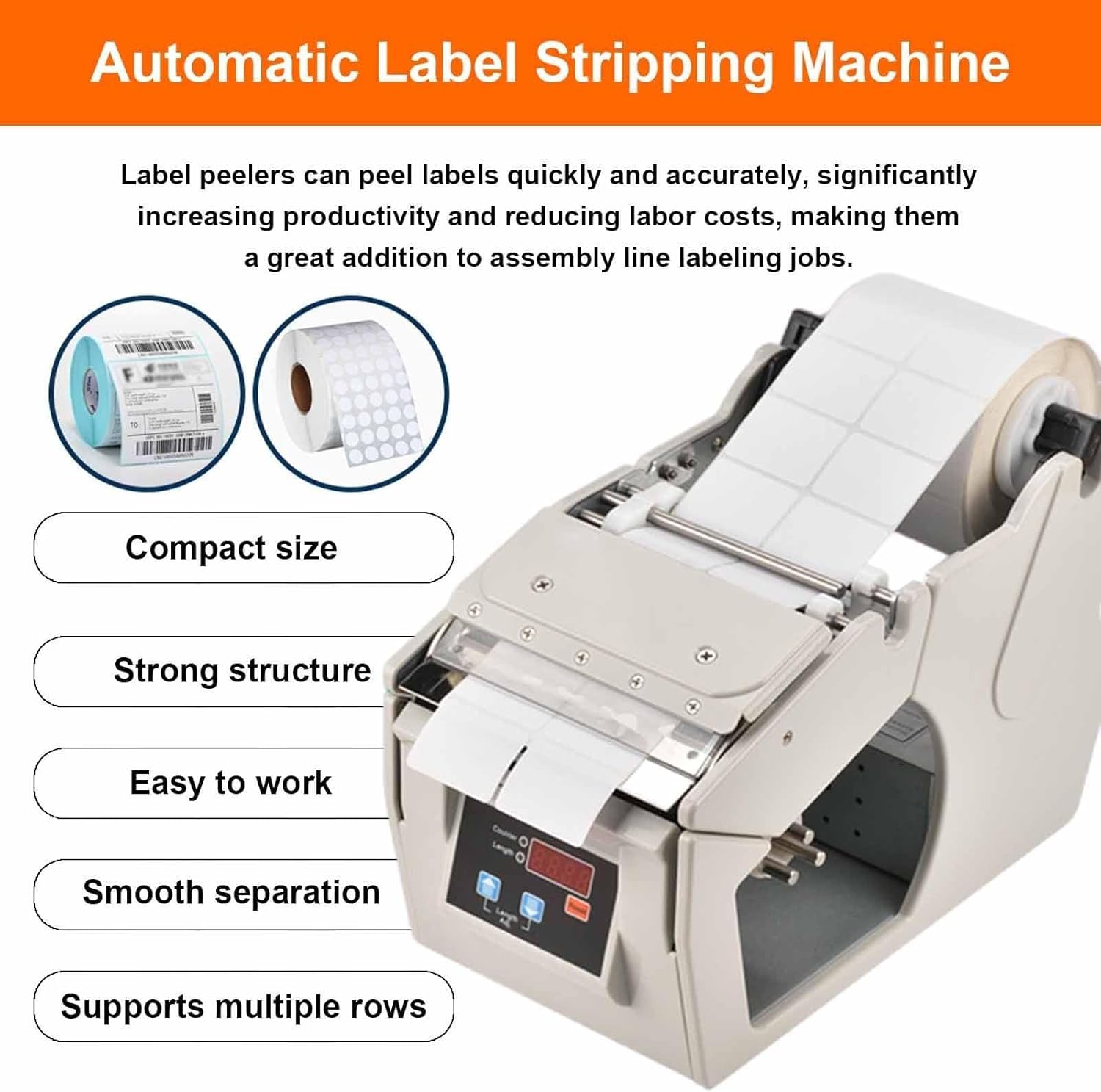 Automatic Label Dispenser Machine - 5-100/130/180mm Label Width, Label Separator Machine, 130mm/Sec Speed Adjustable, for Industrial/Commercial/Food Processing,130MM