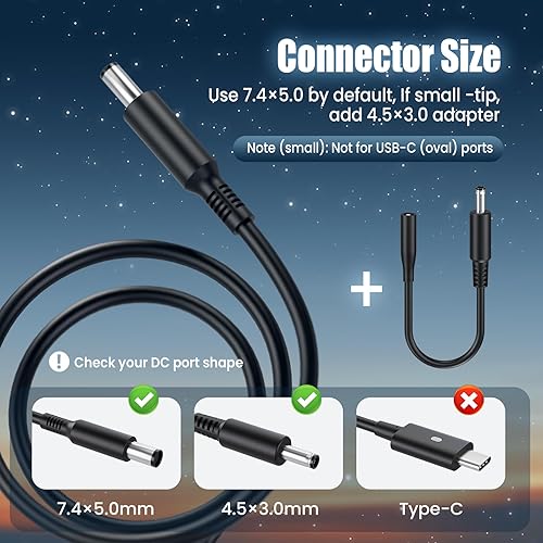 Miniatura 2 de Cargador para laptop de 90 W65 W compatible con Dell Latitude 5400541074007410 E6420E6430E6440 Inspiron 15 55593542 Vostro 35003560 XPS 13 93439350