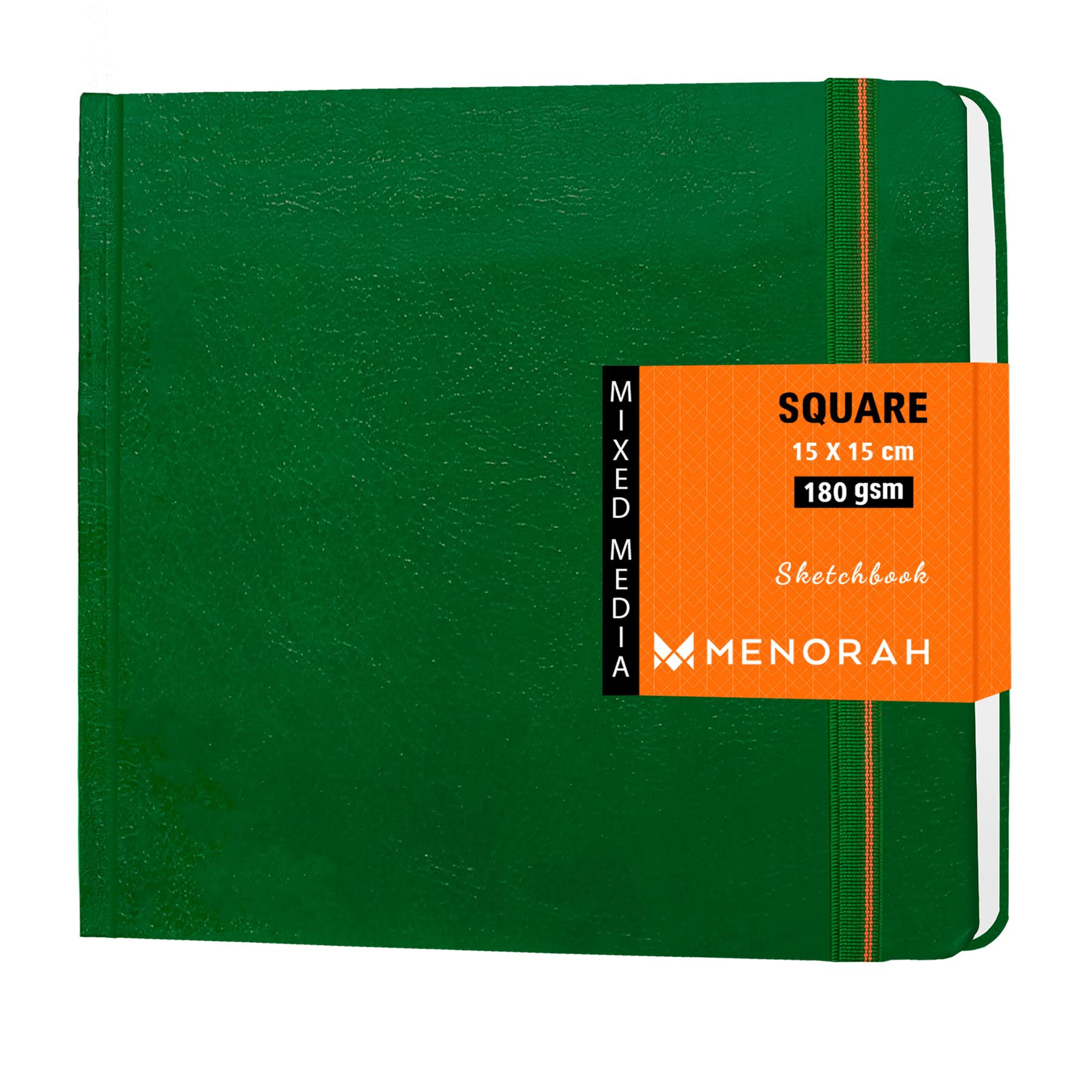 MENORAH - Sketch Book for Artist - SQUARE - 180 GSM - Square Sketch Book - for Drawing - Hard Bound - 100 Pages/50 Sheets - (15.0 x 15.0 cm)- GREEN