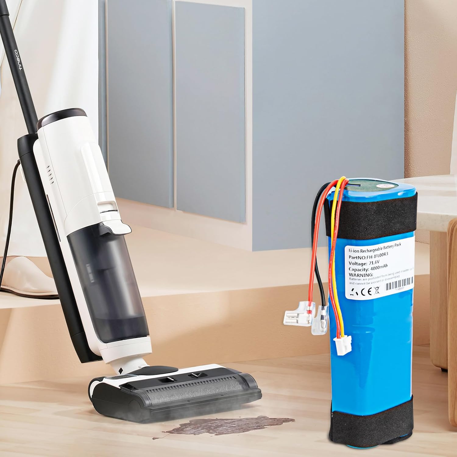 Replacement Battery for Tineco iFloor 3, Floor ONE S3, Floor one S3 and Breeze Cordless Wet Dry Vacuum Cleaner 4000mAh Lithium Battery