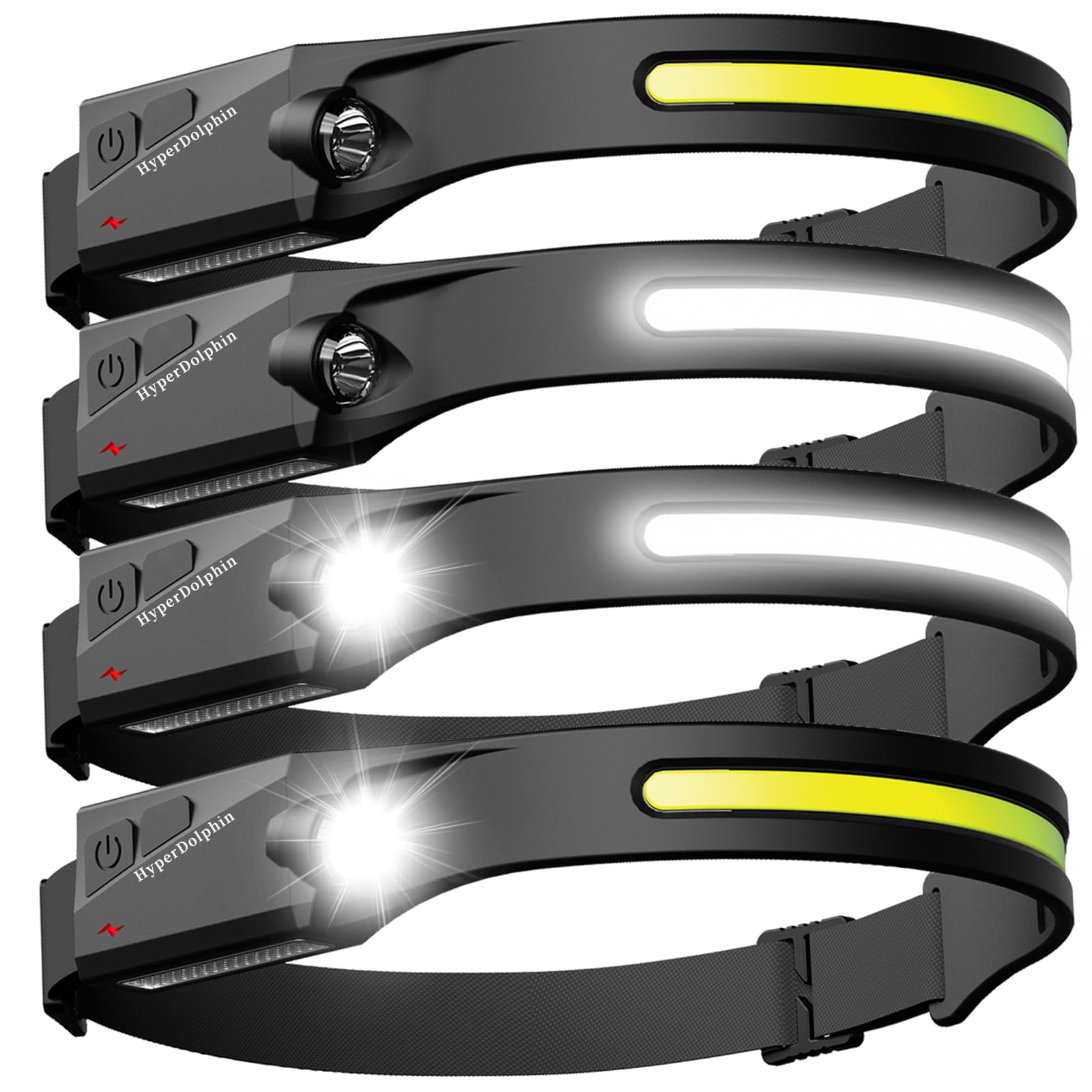 Linterna frontal LED recargable, 500 lúmenes, impermeable, haz ancho de 230°, USB-C ligero, cómodo y largo tiempo de funcionamiento, perfecto para camping, senderismo, correr, pesca, reparaciones y