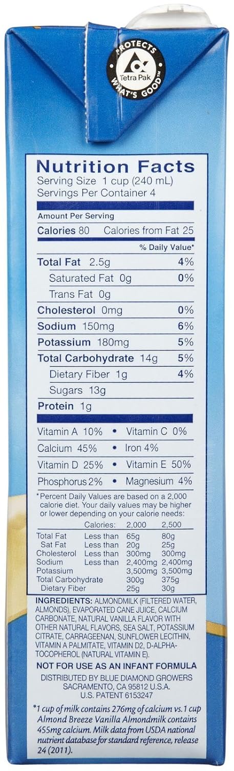 Blue Diamond Dairy, Almond Milk Vanilla, 32 Fl Oz