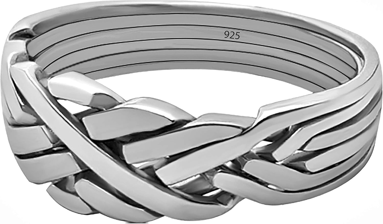 Anatolian design 6 band 925 sterling silver Puzzle ring, interlocking Knott Challenge fun ring gift for him her mother father