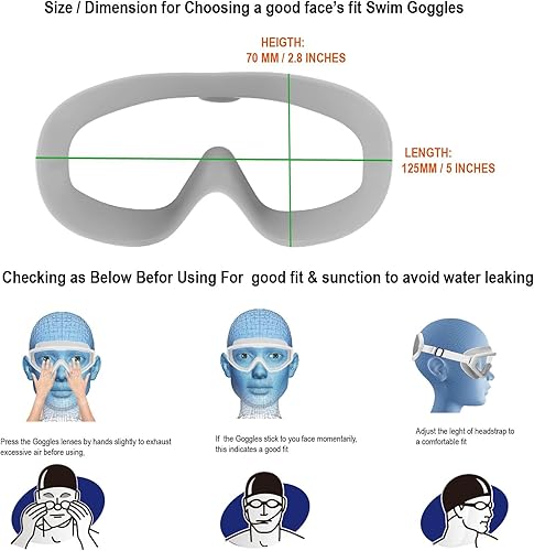 Miniatura 5 de RUIGAO Paquete de 2 gafas de natación para niños de 6 a 14 años, sin enredos, máscara de natación para niños, gafas para niños pequeños, correa