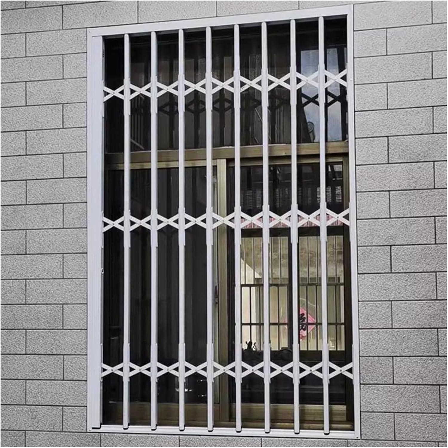 Folding Window Security Bars, Aluminum Alloy Window Guard, Lockable Outdoor Security Gate for Kids & Pets Safety, Anti-Burglary Protection (110x170cm)