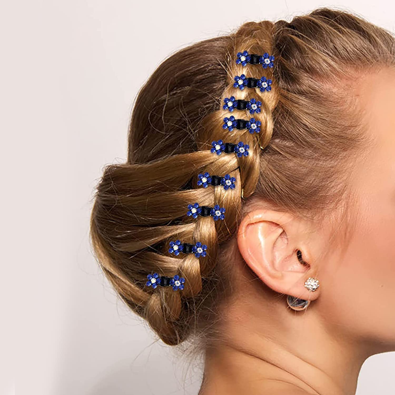 Glamifirsto 12 Mini Hair Claw Clips,Mini Hair Clips No-Slip Grip Jaw Clips Glitter Teeth Clips Rhinestone Hair Clips Metal Clamps Mix Colored Flower Hair Accessories for Women Girls 4
