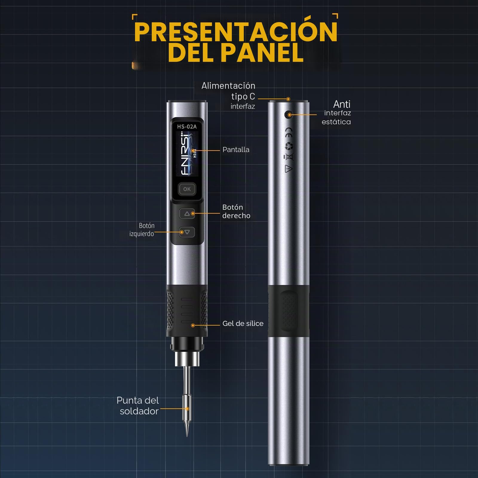Soldador Inalámbrico Inteligente, Hs-02A Kit de Soldador Eléctrico Con Pantalla Digital 100-450 °C Temperatura Ajustable Con 6 Puntas de Soldadura, para Soldadura Y Reparación en El Hogar