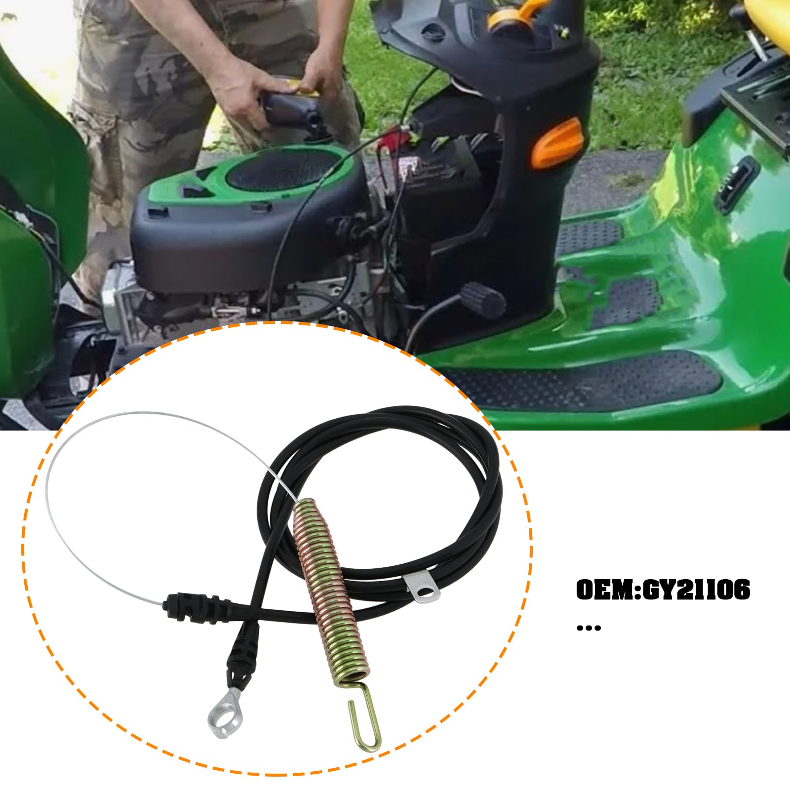 EMSea Câble de commande d'embrayage GY21106 compatible avec John Deere LA110 LA115 LA125 LA135 X110 X120