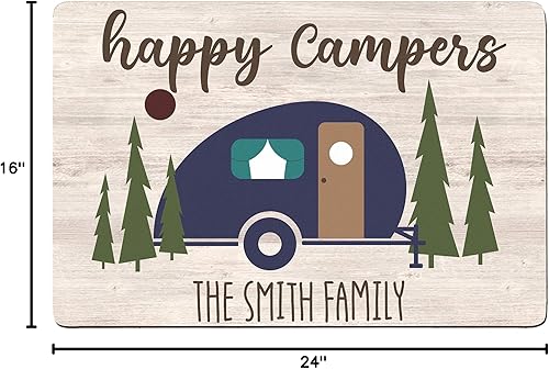 Miniatura 2 de Felpudo personalizado de Happy Campers RV  Tapete personalizado para puerta de campamento, accesorios para interiores y exteriores, decoración de