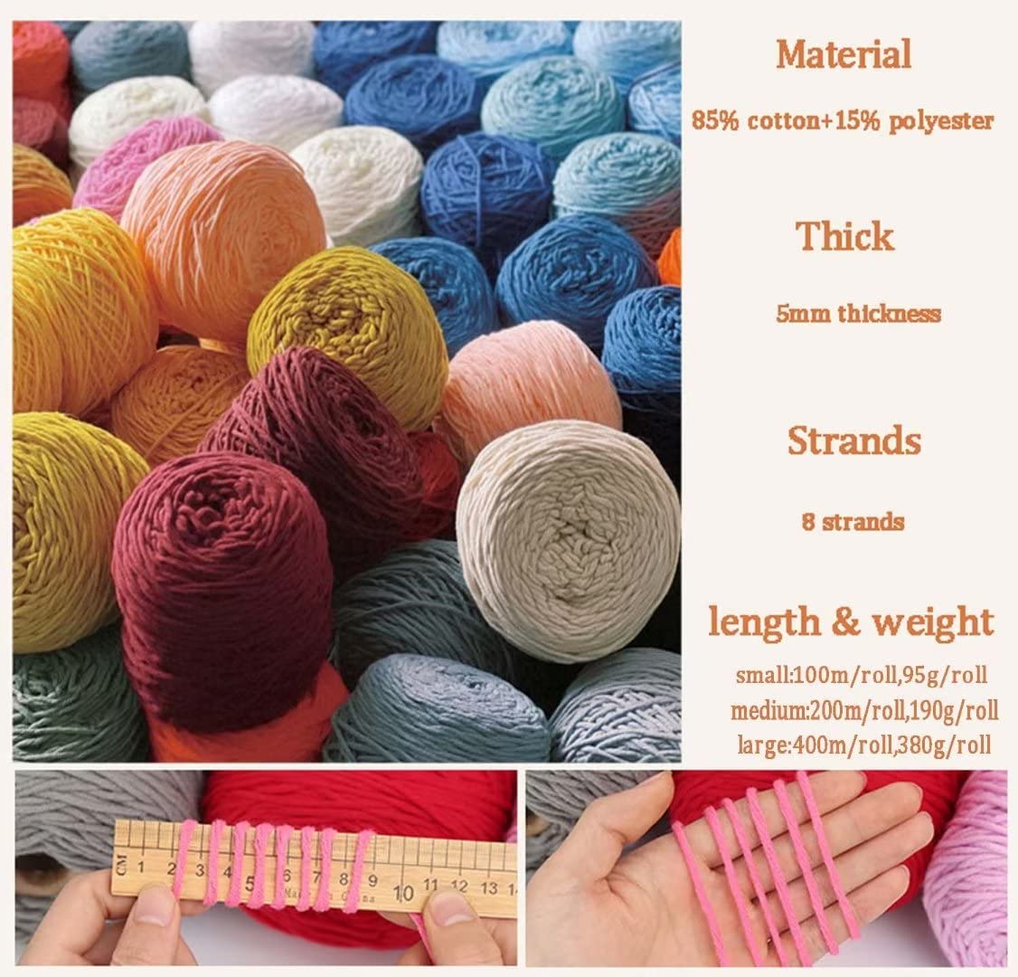 Gomitoli di Lana 6 x 380g gomitoli di Maglia Assortiti, Set Misto di Cotone e Poliestere dai Colori Vivaci per Maglia, Uncinetto, per Pistola per tufting, gomitolo da 5 mm