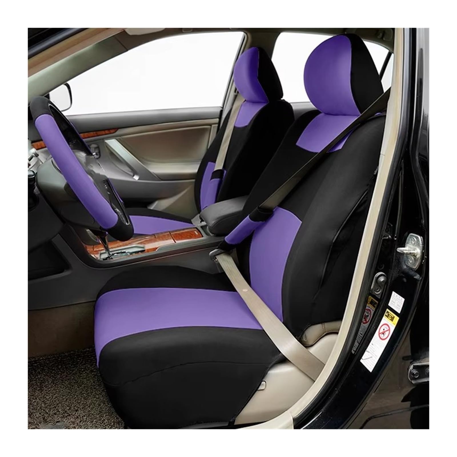 Coprisedile Auto Set Di Coprisedili Universali Per Auto Con Coprivolante, 2 Protezioni Per Le Spalle, Sedile Posteriore Divisibile Coprisedili(Purple)