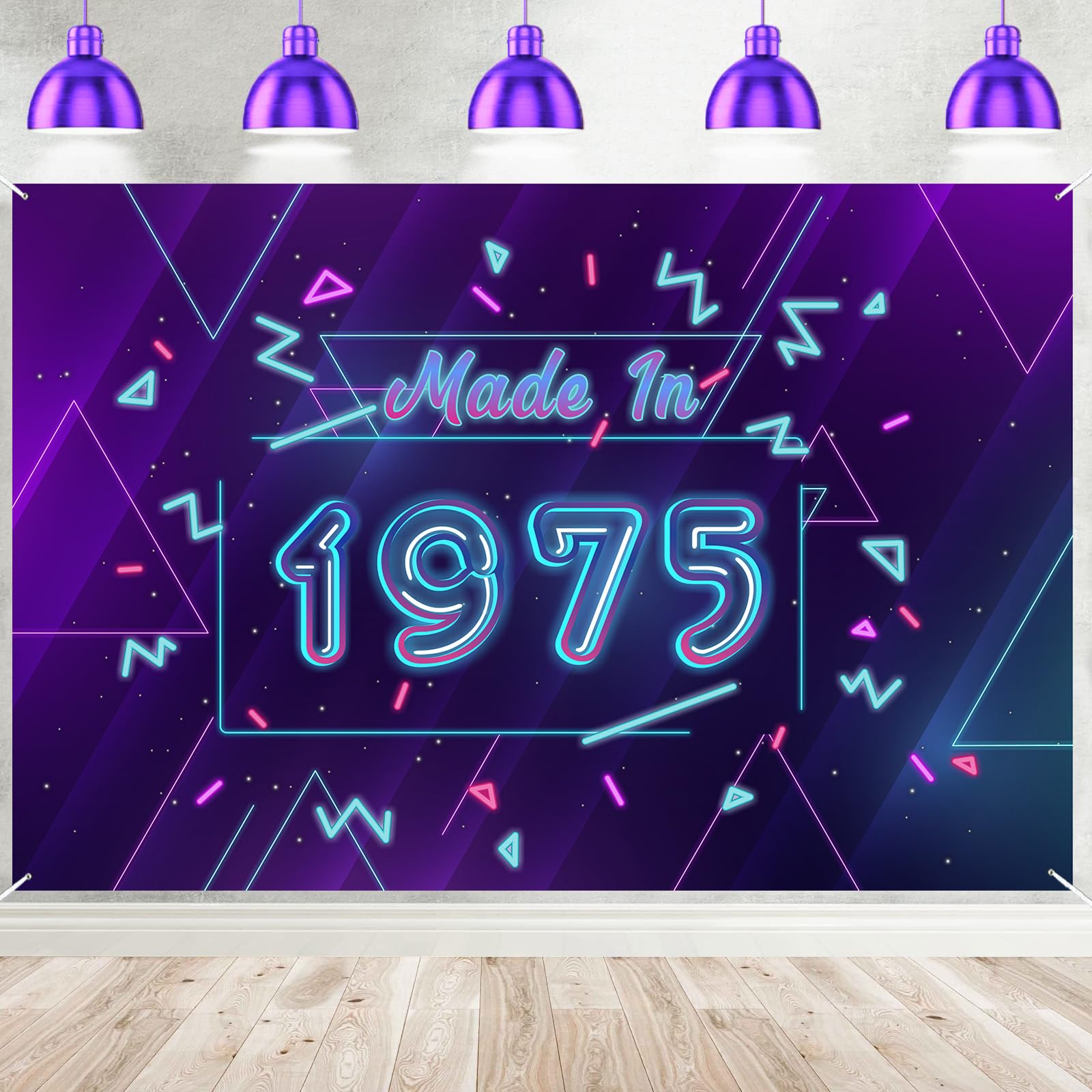 Neon Made in 1975 Birthday Banner Backdrop Let Glow Party Neon Theme Banner Sign Decorations for Men Women 51st Birthday Party Photo Props Wall
