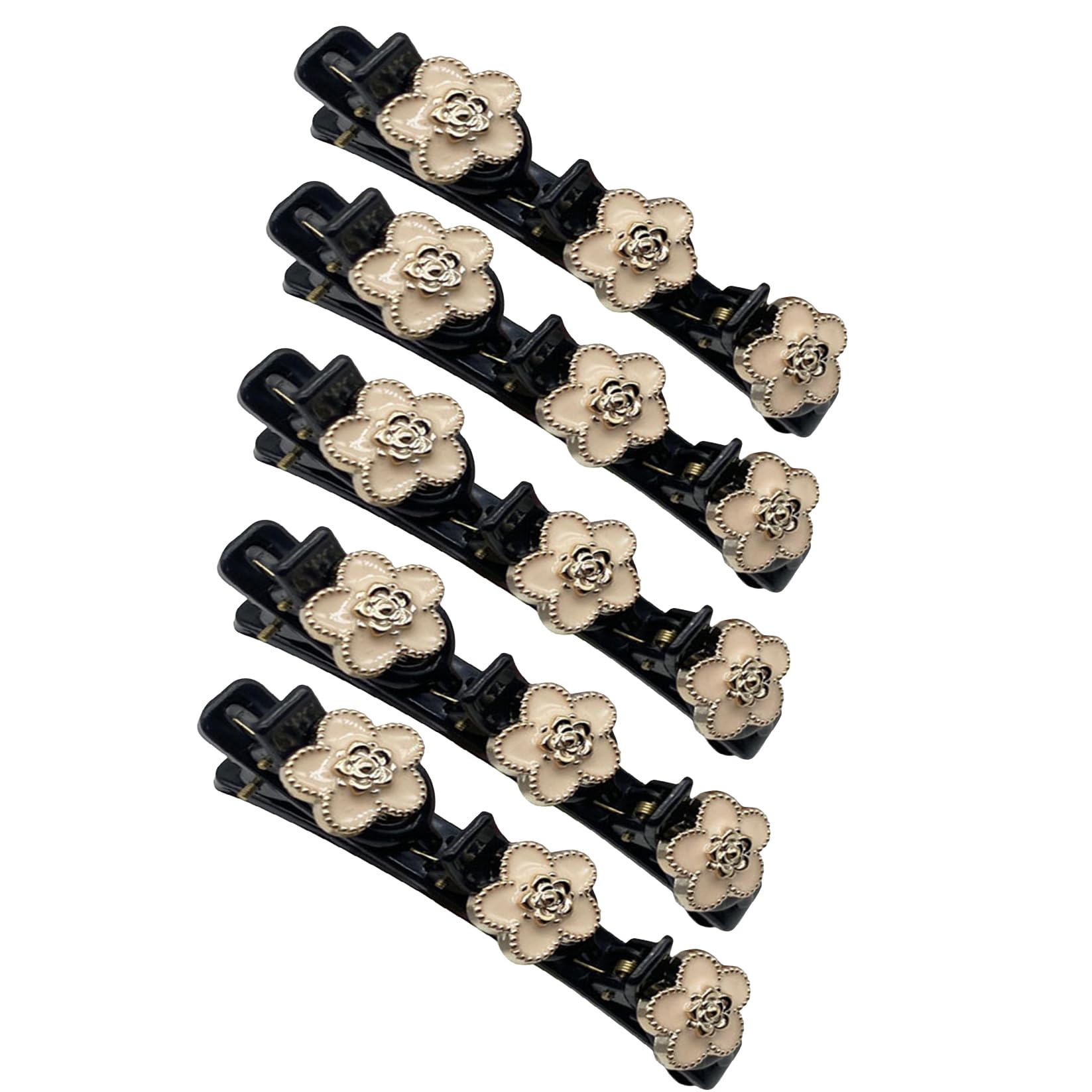 5 Pieces Five Leaf Clover Hair Clips, Delicate Four Leaf Clover Hair Clips, Colourful, Sparkling Crystal Hair Clip, Flower, Braided Hair Clips Made of Crystal Stone (Pink)