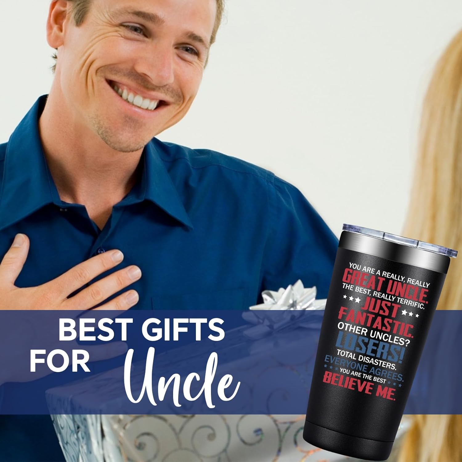 Grifarny Uncle Gifts from Nephew, Niece - Fathers Day, Christmas, Birthday Gifts for Uncles - Best Uncle Ever Tumbler 20 oz - Image 4