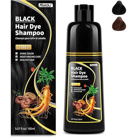 Black Hair Dye Shampoo 3 in 1 for Gray Coverage, Hair Color Shampoo for Women Men, ...