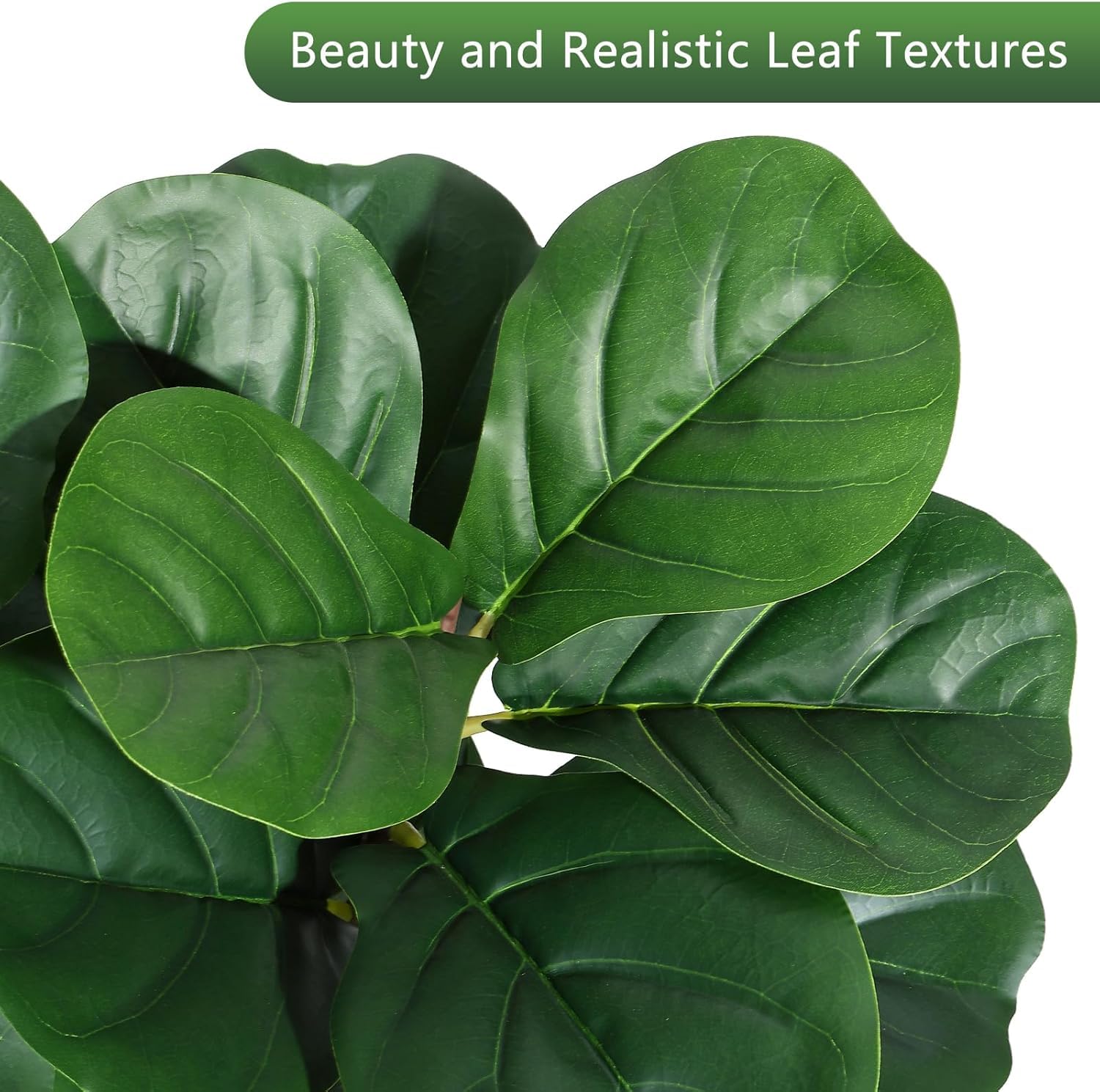 Künstlicher Kunstpflanzen Ficus Lyrata, Kunstbaum Groß Im Modernen Pflanztopf, Ficusbaum&Geigenfeigenbaum Wie Echt, Pflegeleicht, Perfekte Deko Für Wohnzimmer, Büro Usw. Schwarz-120cm