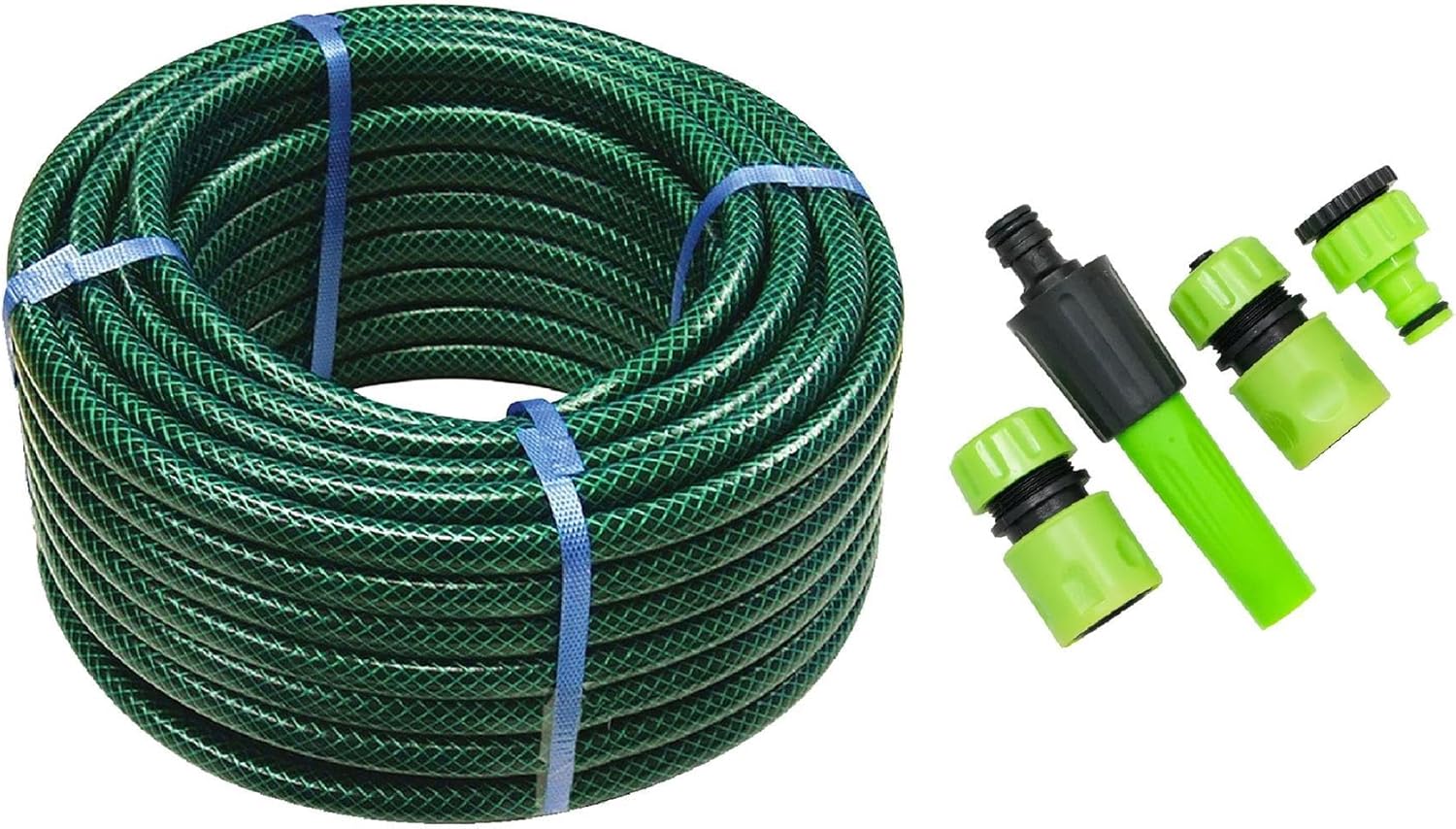 ® Reinforced Flexible Pressure Washer PVC HosePipe, 15M Garden Water Hose Pipefor Reel + Free Attachment Connectors