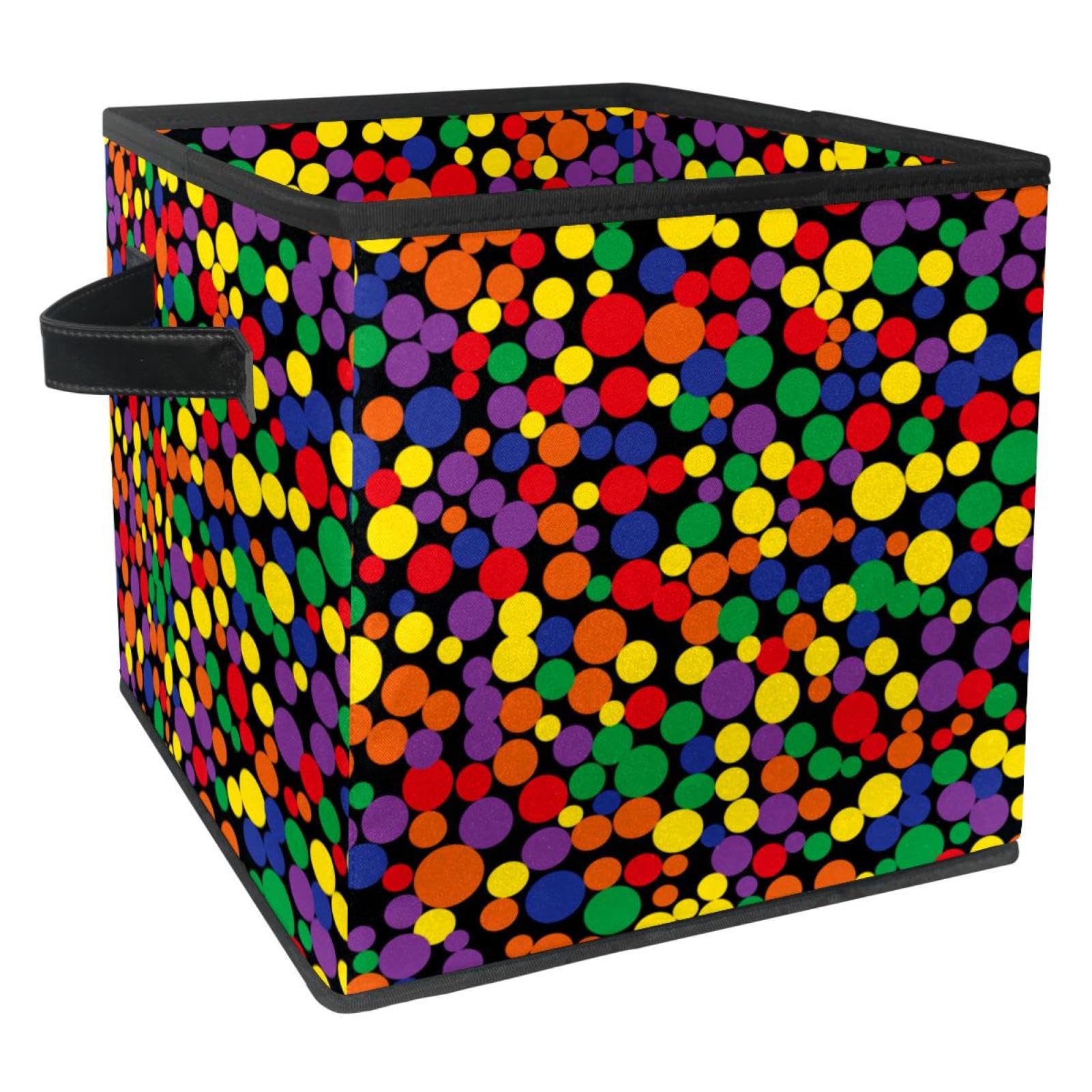 Boîte de rangement pliable à pois colorés cube en tissu pour placard et jouets