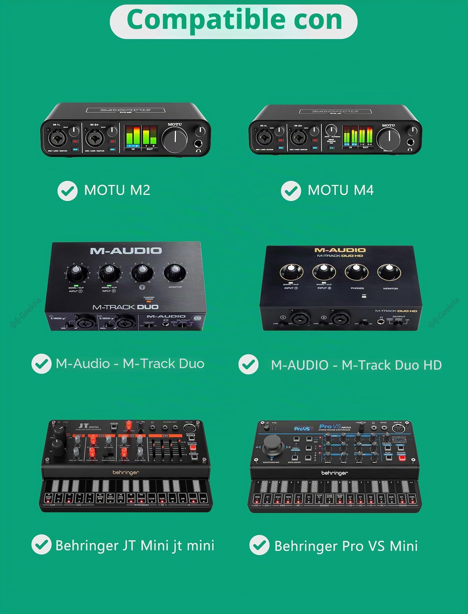 GEEKRIA Funda de Transporte para Interfaz de Audio, Estuche rígido de Viaje Compatible con Motu M2/M4, M-Audio M-Track Duo/M-Track Duo HD, Behringer Pro VS Mini/JT Mini, Stylophone GENX-2 (Gris