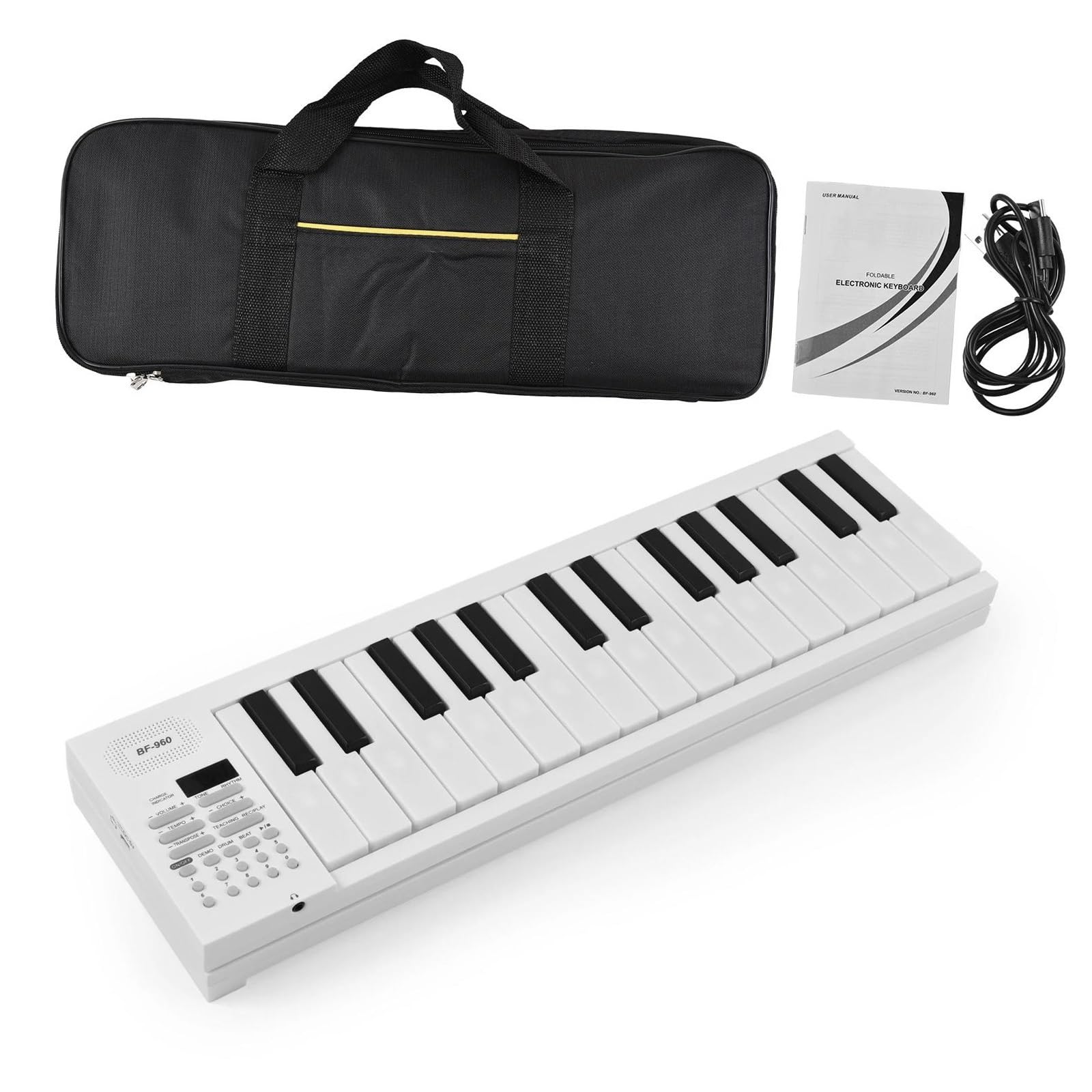 Tastiera Elettronica Tastiera Multifunzionale Per Pianoforte Elettronico Pieghevole A 61 Tasti Con Display A LED Pianoforte Digitale