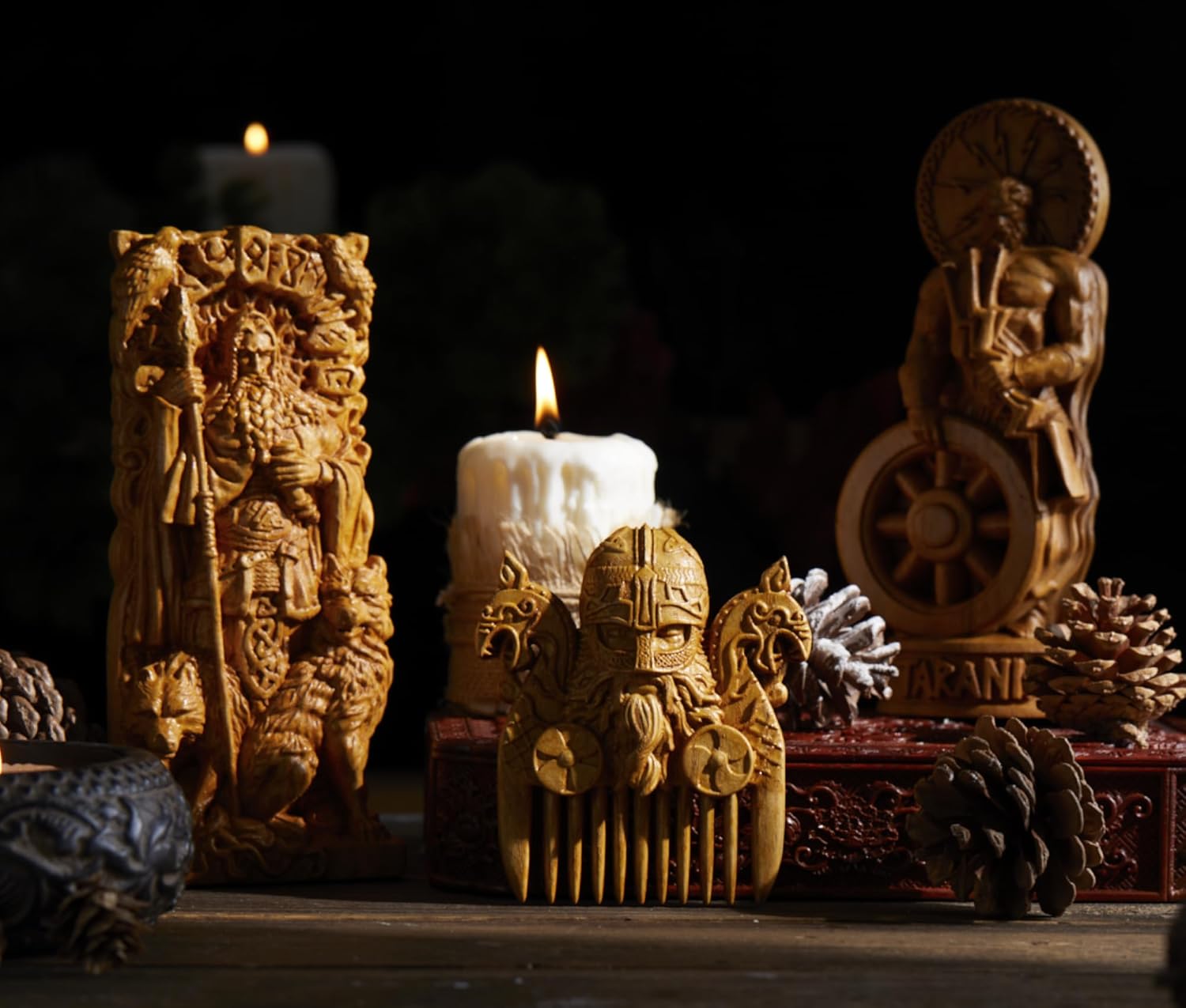 Taranis Wooden Statue, Celtic Mythology, Home and Altar Decoration (Wood)