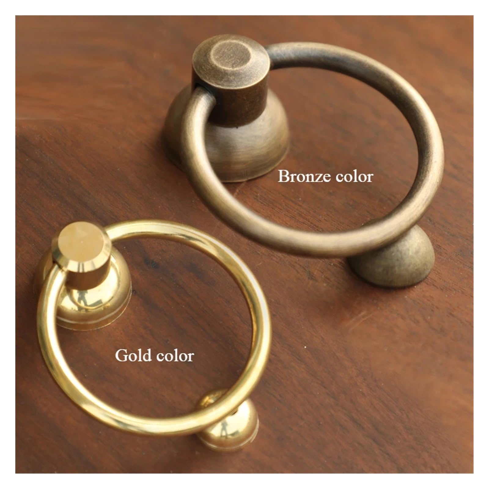 1 szt. Vintage solidna mosiężna drewniana kołatka do drzwi wytrzymały uchwyt meblowy wystroju domu w stylu Retro(80mm gold fitting)