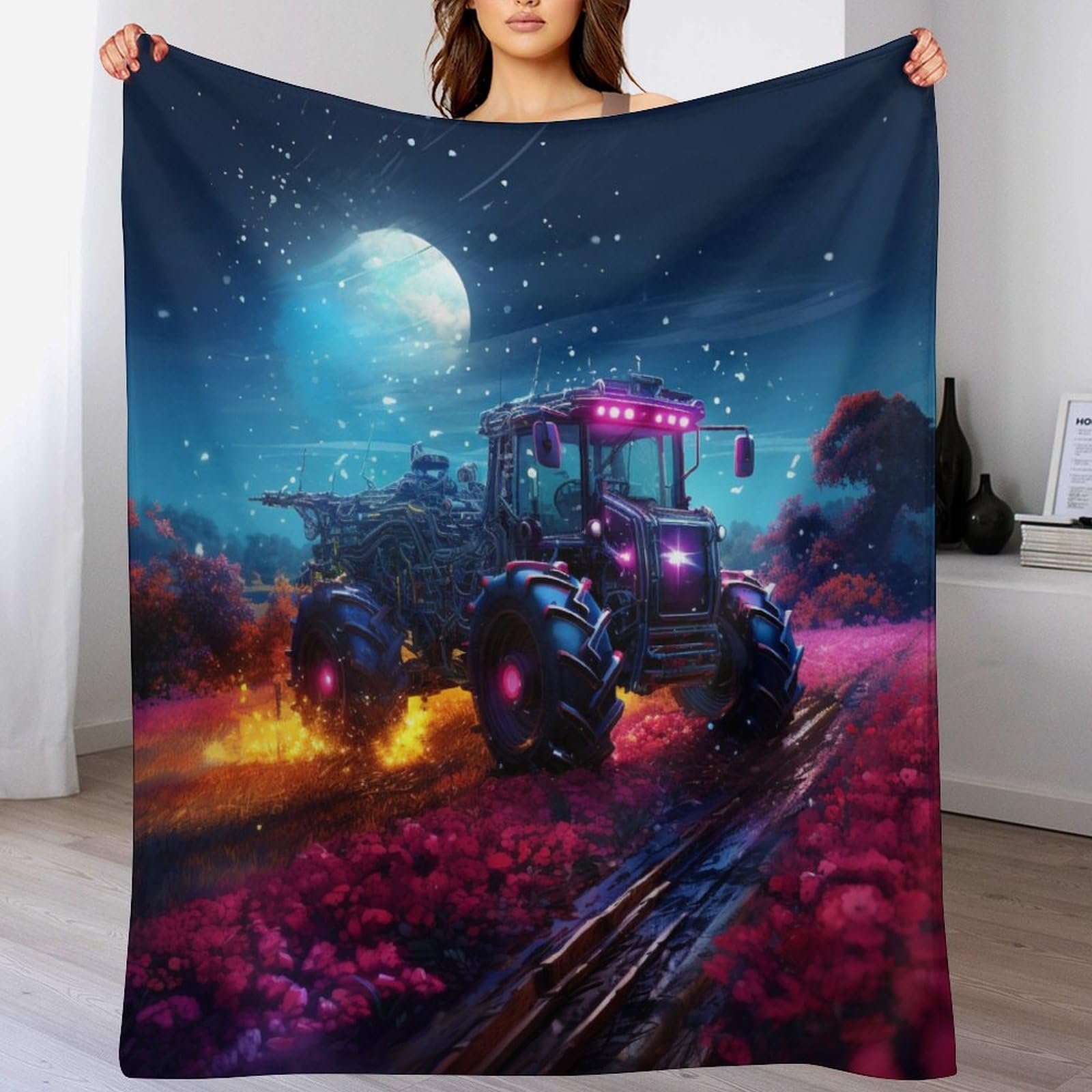 Couverture plaid tracteur très doux pour offrir un cadeau chaud d'hiver