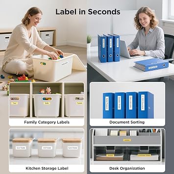 SUPVAN E10 & E11 Label Maker Tape, 0.47''1.18'' (12mm 30mm) 220 Labels/Roll Genuine Laminated Thermal Label Tape Refill, Waterproof Oilproof Child-Safe Durable Auto Detect Labels, Black on Flower