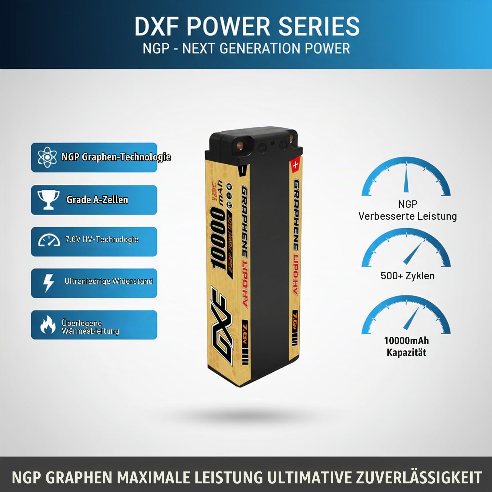 DXF 2 Stück 2S HV LiPo Akku 7.6V 10000mAh 150C Hardcase mit 5mm Bullet zu T Stecker für RC Car Truck Flugzeug Helikopter Boot Buggy Wing 1:8 1:10 Hohe Leistung Lange Laufzeit