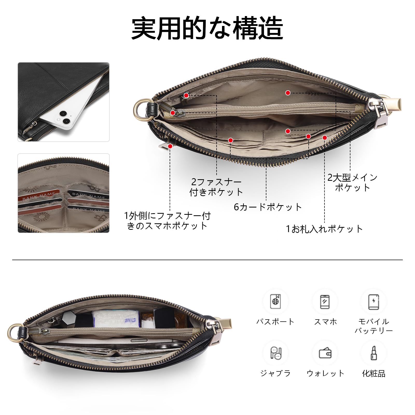 SENDEFN Leather Crossbody Bag for Women Small Clutch Purses Crossbody Shoulder Handbag Wallet Purses RIFD Card Slots