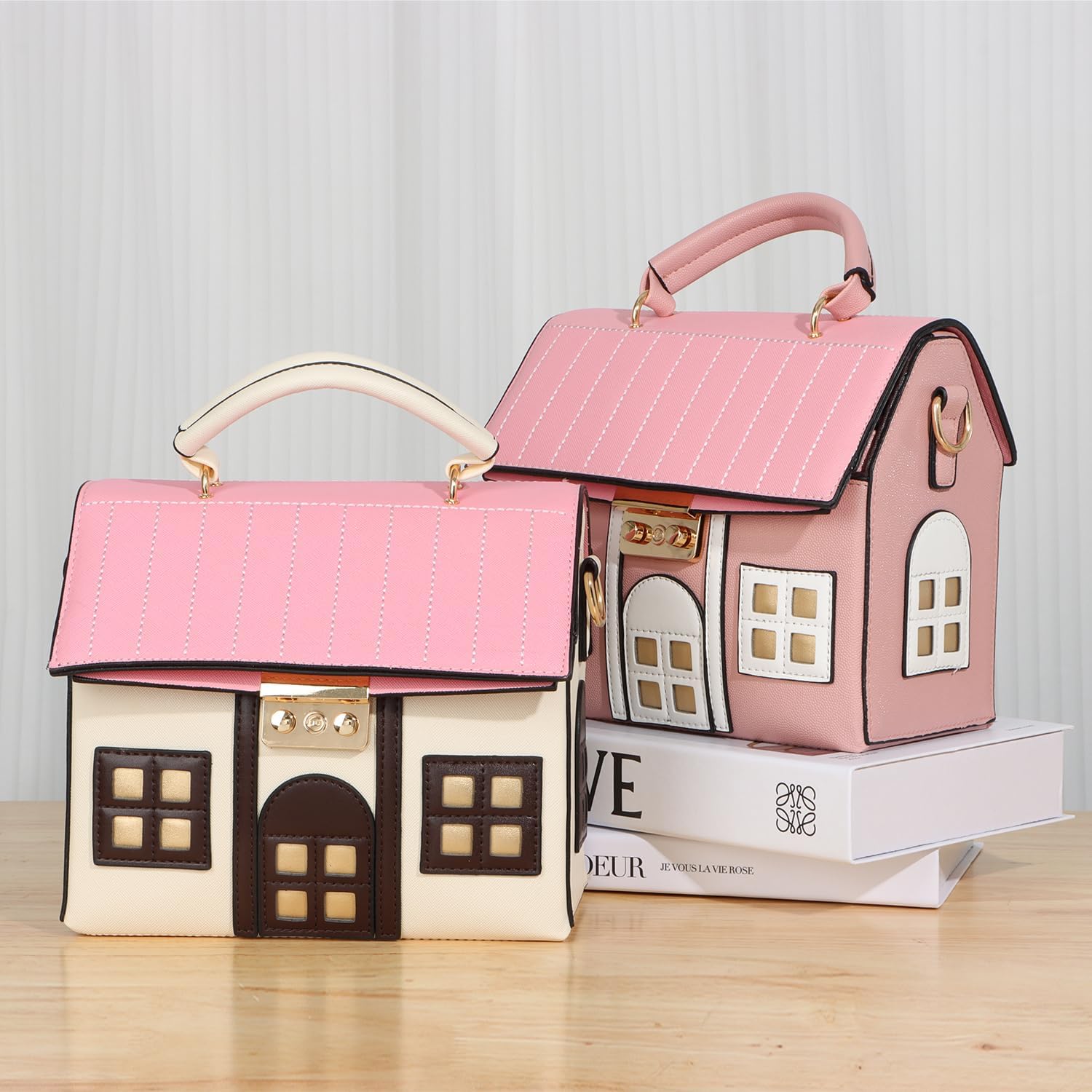 Oweisong Unique Novelty Purse for Women Cute House Shape Handbag Tote Leather Fun Cellphone Crossbody Shoulder Bag - Image 3